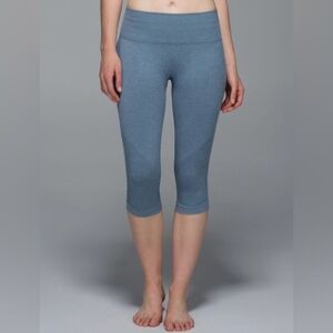 Lululemon In The Flow Crop Dark Gray Seamless Legging Size 6 New